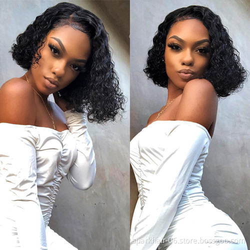 Short Brazilian Deep Curly 13x6 Lace Front Wigs Human Hair Bob 150% Density Glueless Lace Front Wigs Pre Plucked With Baby Hair